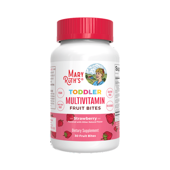 MaryRuth Organics Toddler Multivitamin Fruit Bites for Children's Health, Vegan Strawberry Gummies, 30 Count