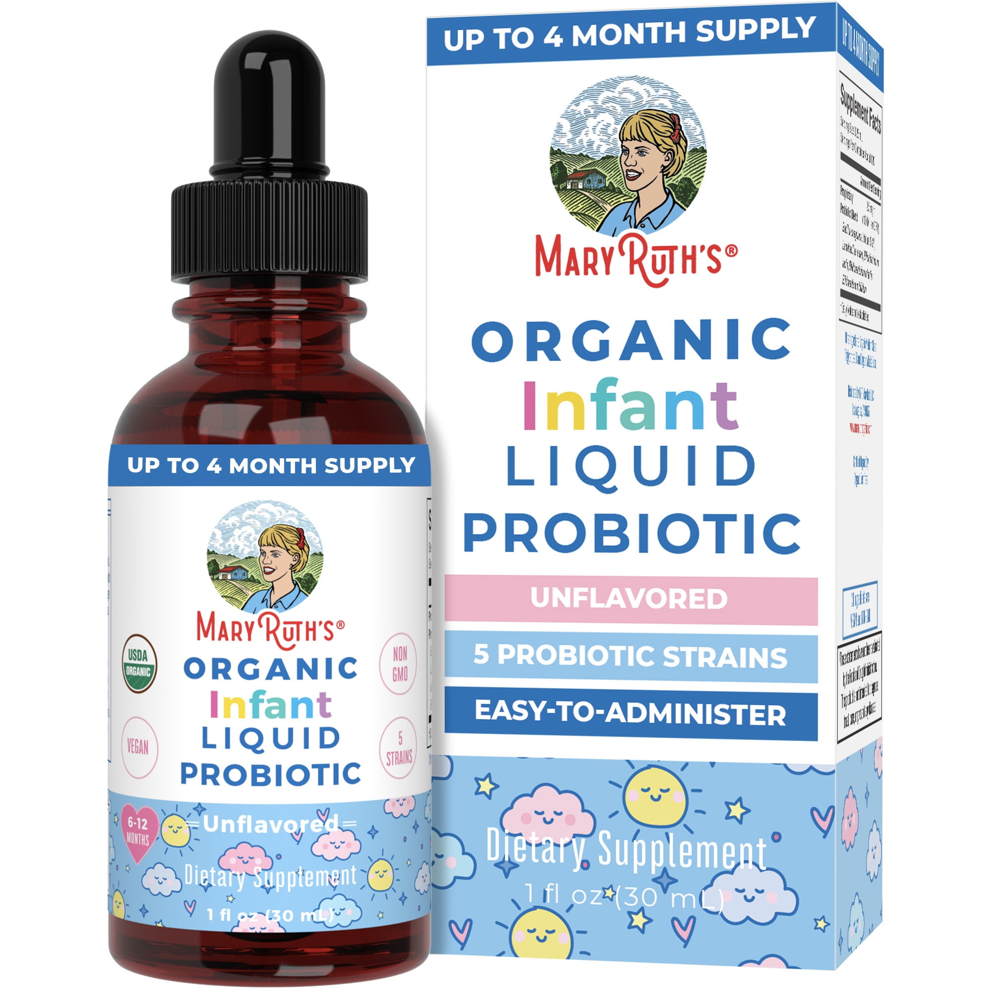 MaryRuth's USDA Organic Infant Liquid Probiotic Drops, 125 Servings