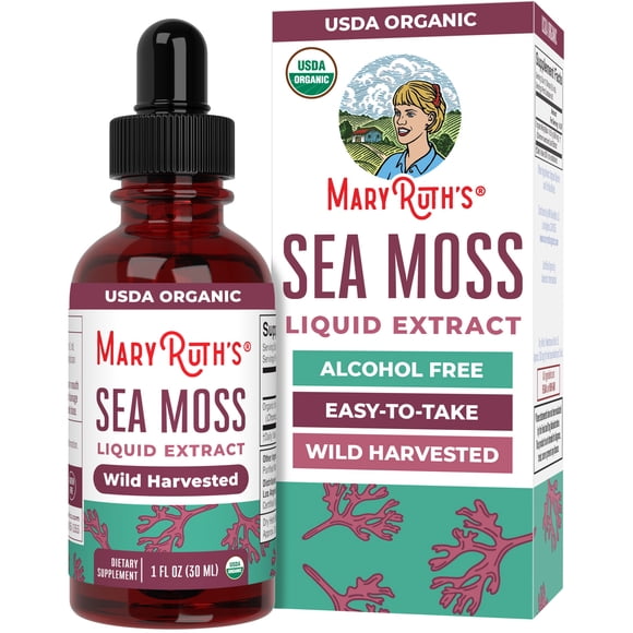 MaryRuth's Sea Moss Liquid Drops, Organic Irish Moss Chondrus Crispus, Unflavored, Sugar Free, Vegan, 1 fl oz