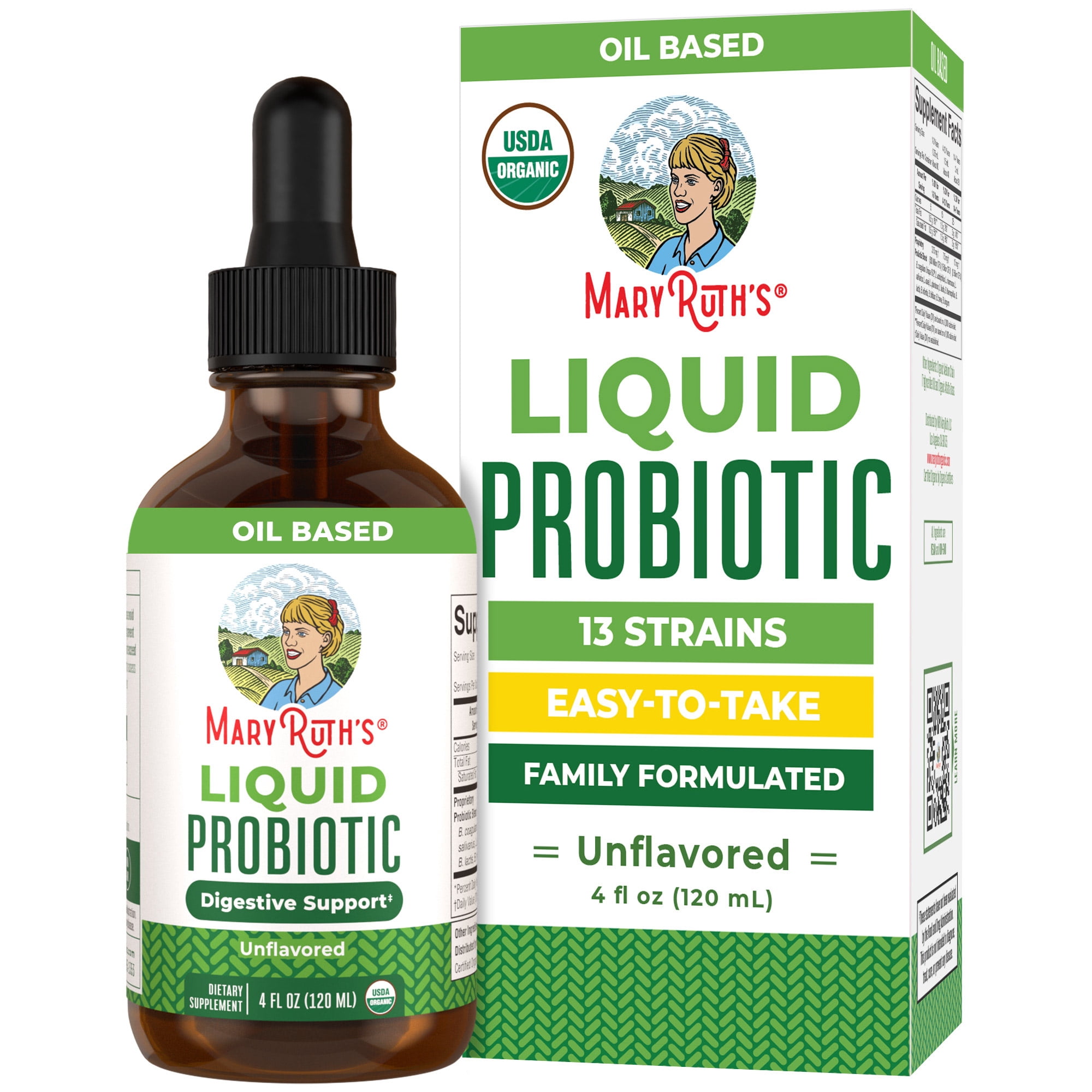 MaryRuth's Liquid Probiotic Drops USDA Organic Vegan Non-GMO for Adults & Kids Digestive Health 1 Count 4 fl oz