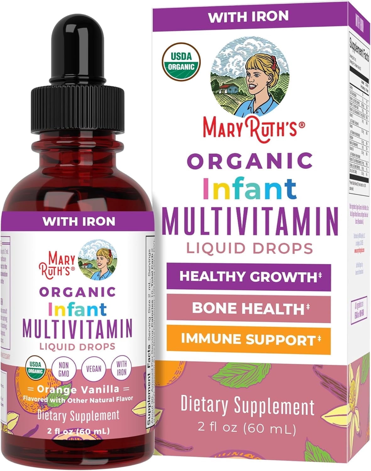 MaryRuth's Multivitamin Liquid Drops for Infants, Vitamin A, C, D, Zinc, Sugar Free, Vegan, Non-GMO, 2 fl oz