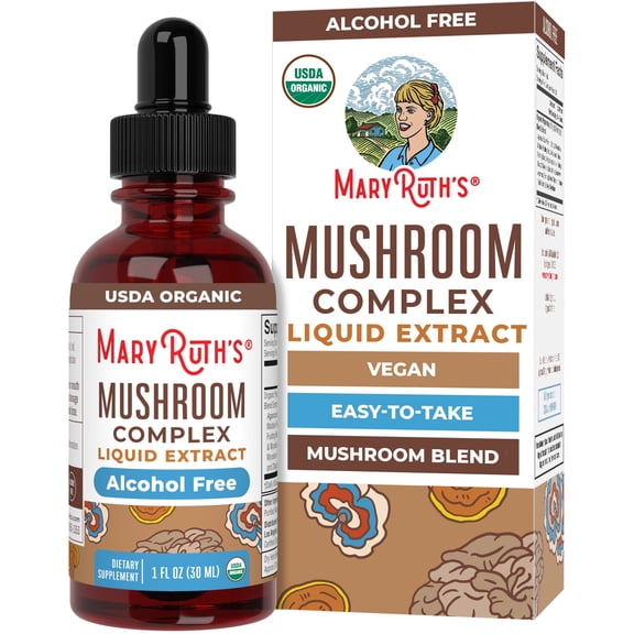 MaryRuth's Mushroom Complex Liquid Extract Drops Tincture, Ages 14+, USDA Organic, Unique Blend, Vegan, Gluten-Free, 30 Servings, 1 fl oz