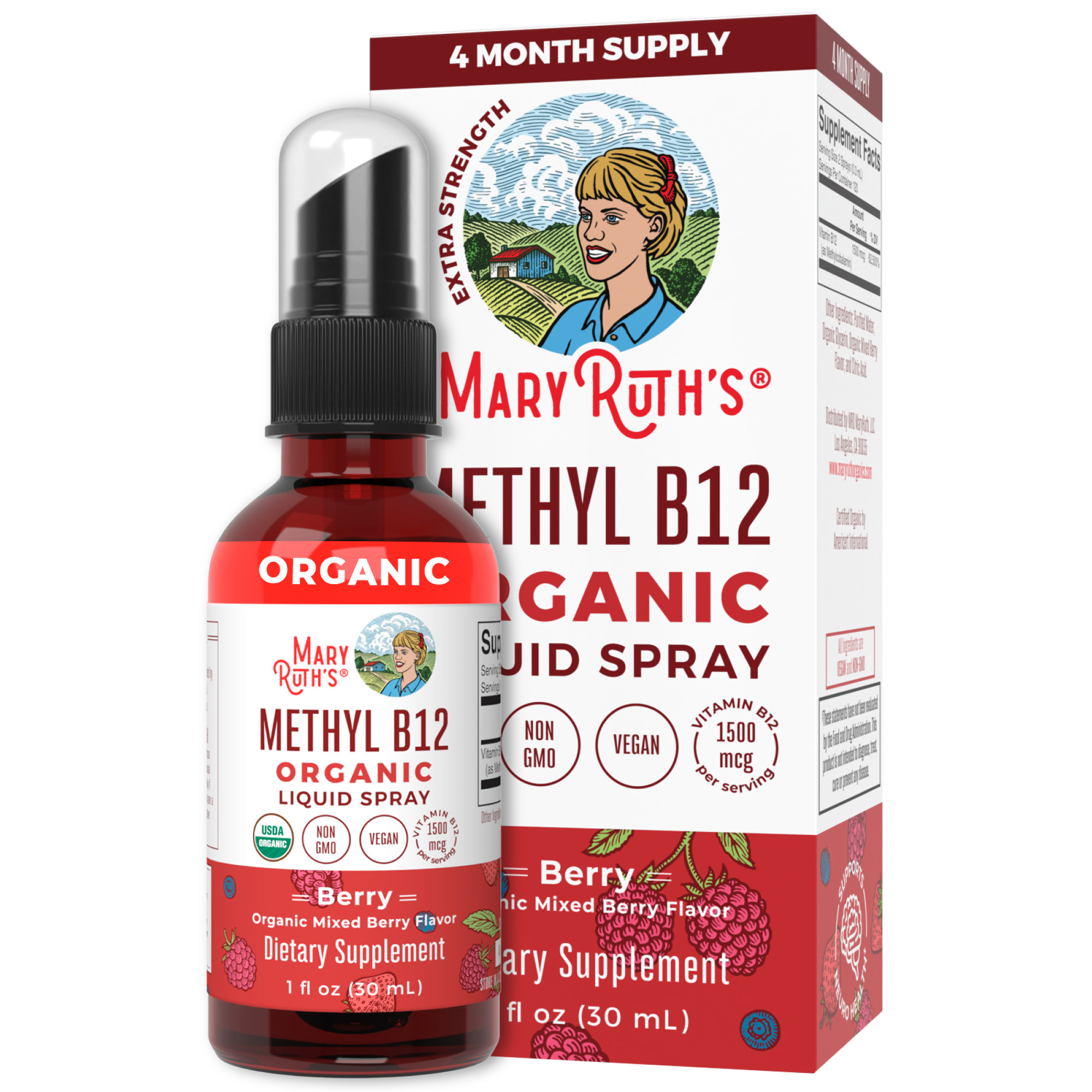 MaryRuth's USDA Organic Vitamin B12 Liquid Spray Liquid B12 Vitamin