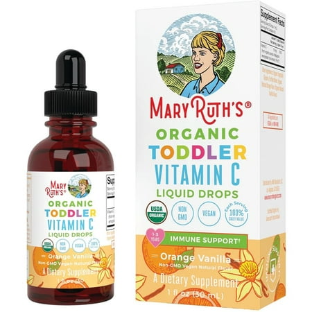 MaryRuth's | USDA Organic Vitamin C Liquid Drops | Vitamin C Supplement for Kids 2-3 | Immune Support | Vegan, Non-GMO | 1 fl oz / 30ml