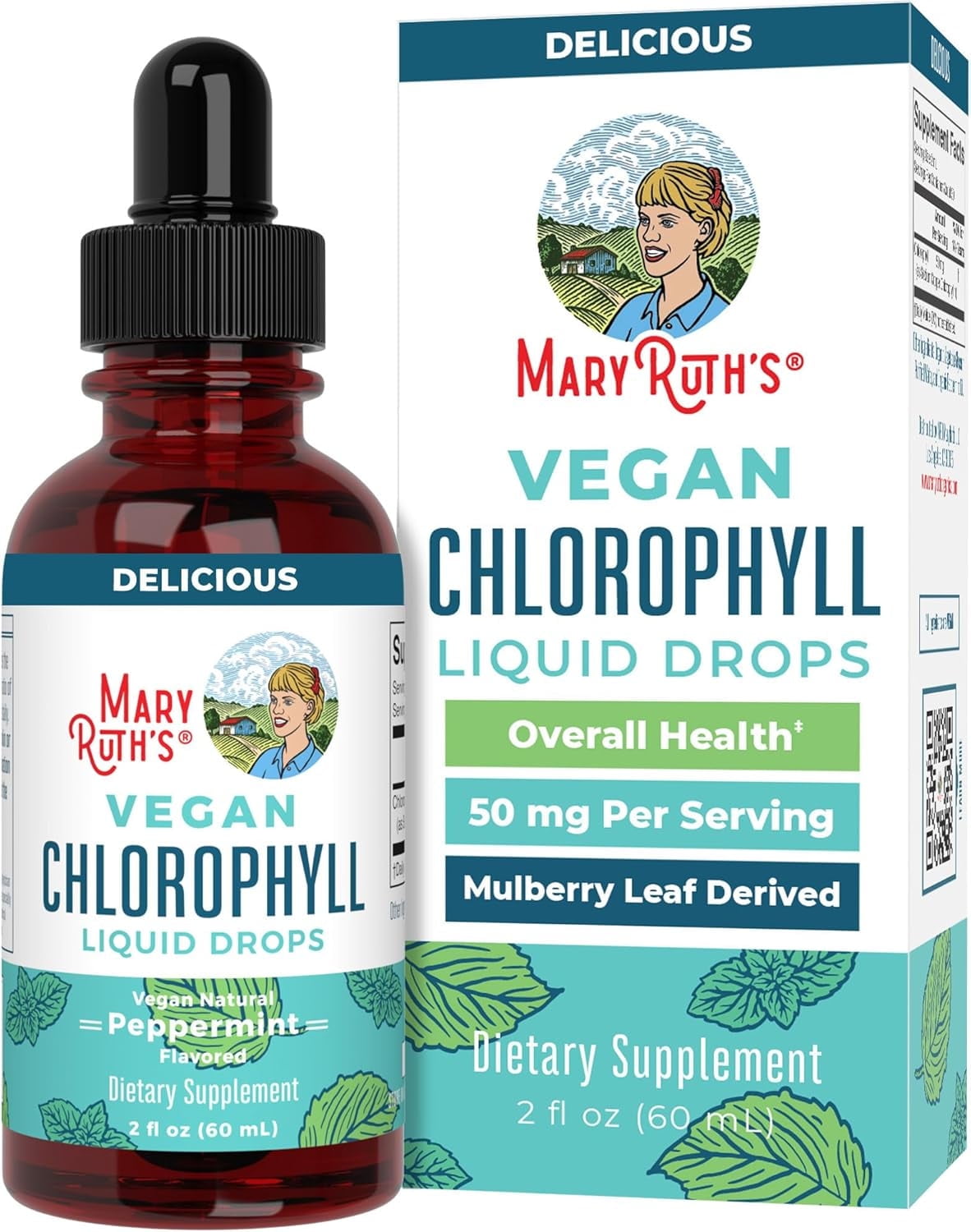 MaryRuth's Vegan Chlorophyll Liquid Tincture | Peppermint, Non-GMO, 2 Fl Oz