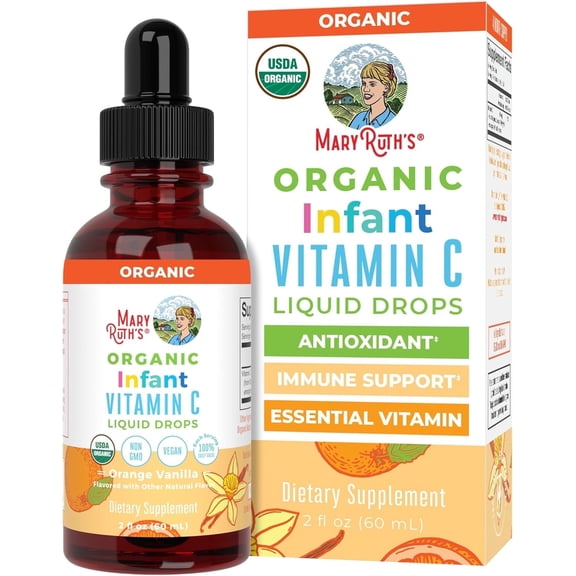 MaryRuth's Organic Vitamin C Liquid Drops for Babies, 6-12 Months, Vegan, Non-GMO, 2 fl oz