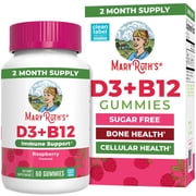 MaryRuth's Vitamin D3 + B12 Gummies Bone Health & Immune Support Sugar Free Vegan Ages 4+ Unisex Raspberry Flavor 60 Gummies
