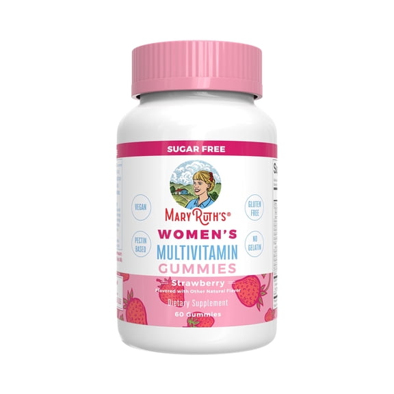 MaryRuth Organics Vegan Women's Multivitamin Gummies - Strawberry, Vitamin D3, Iodine, 60 Ct