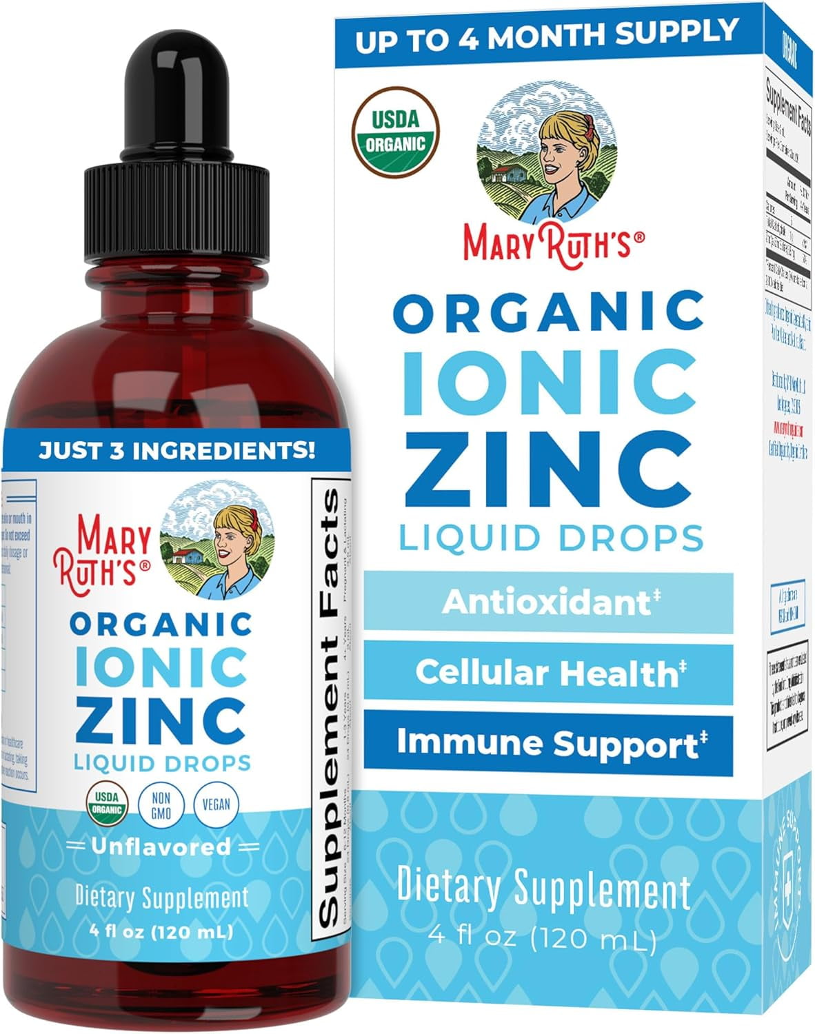 MaryRuth's Zinc Supplements, Essential Mineral Drops, 4 Fl Oz, For Kids & Adults, Vegan