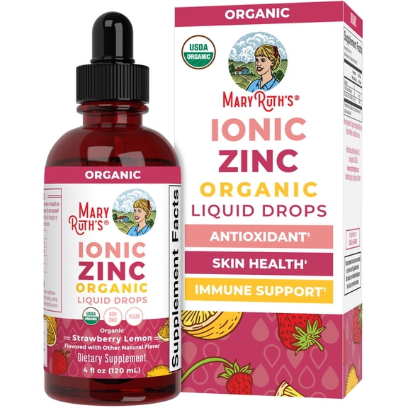 MaryRuth's Liquid Zinc Supplement for Immunity Support, Strawberry Lemon, Unisex, 4 Fl Oz Non-GMO