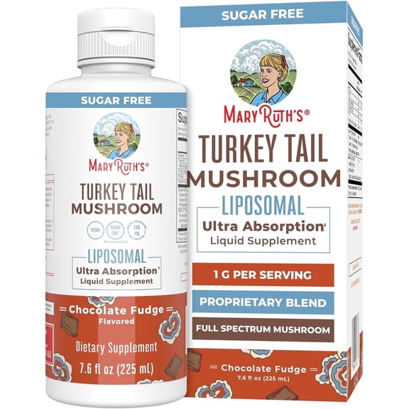 MaryRuth's Turkey Tail Mushroom Supplement 200mg Beta-Glucans, Sugar-Free, Vegan, Gluten-Free, 7.6 oz