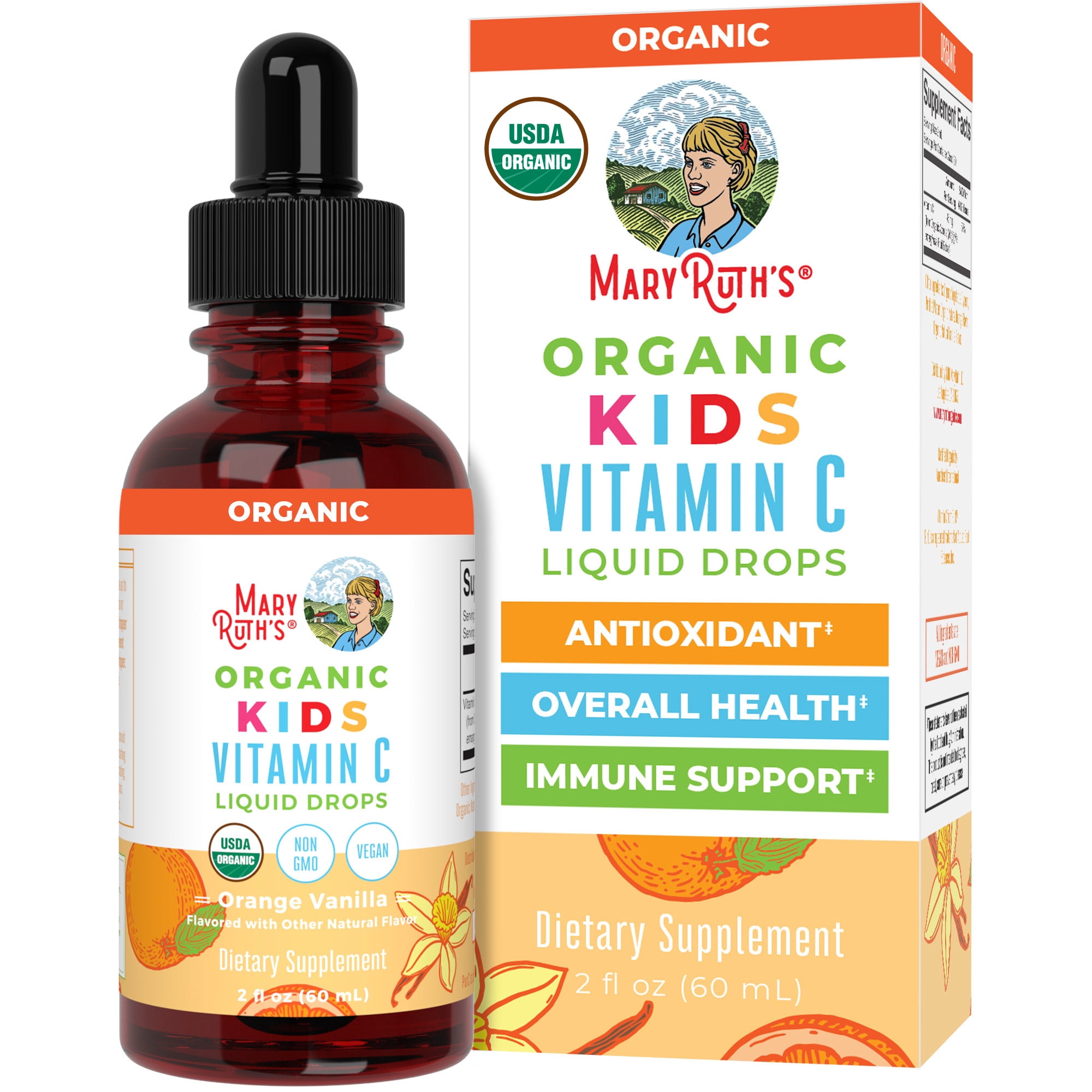 MaryRuth's Kids Organic Vitamin C Liquid Drops from Organic Acerola Fruit Extract Vitamin C Supplement for Ages 4-13 Immunity Support 2oz