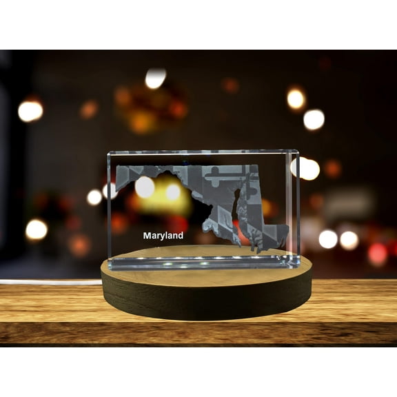 Maryland 3D Engraved Crystal 3D Engraved Crystal Keepsake/Gift/Decor/Collectible/Souvenir