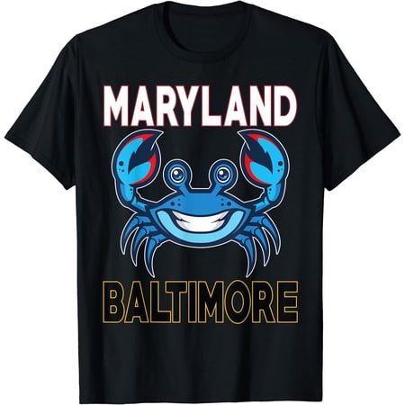 Maryland Baltimore USA Funny Cute Blue Crab Happy typography T-Shirt
