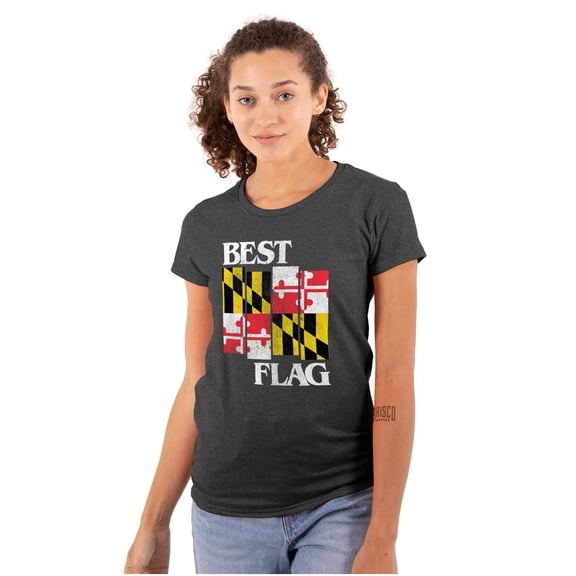 Maryland Best Flag Vintage Souvenir Womens Fitted Plus Size Graphic Tee Brisco Brands 2X