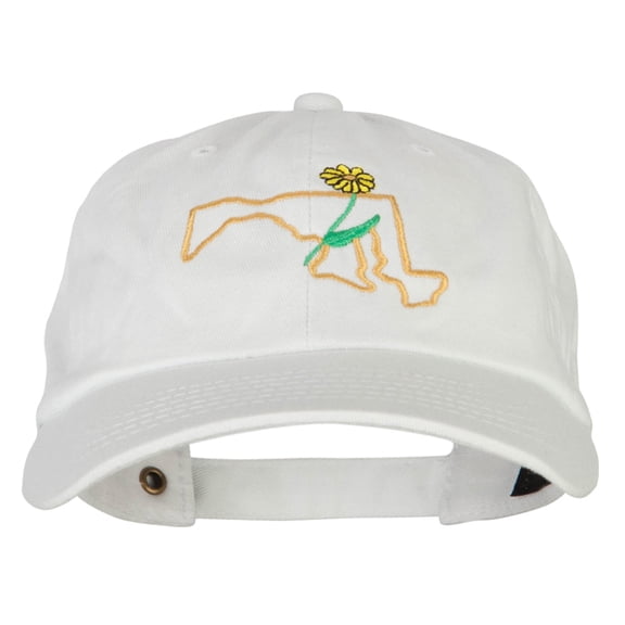Maryland Black-eyed Susan with Map Embroidered Unstructured Cap - White OSFM