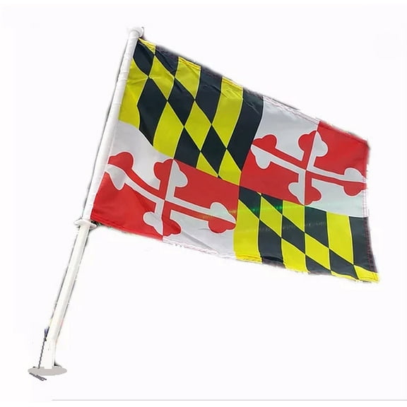 Maryland Car Window Wall Flag and Pole 12 x 18