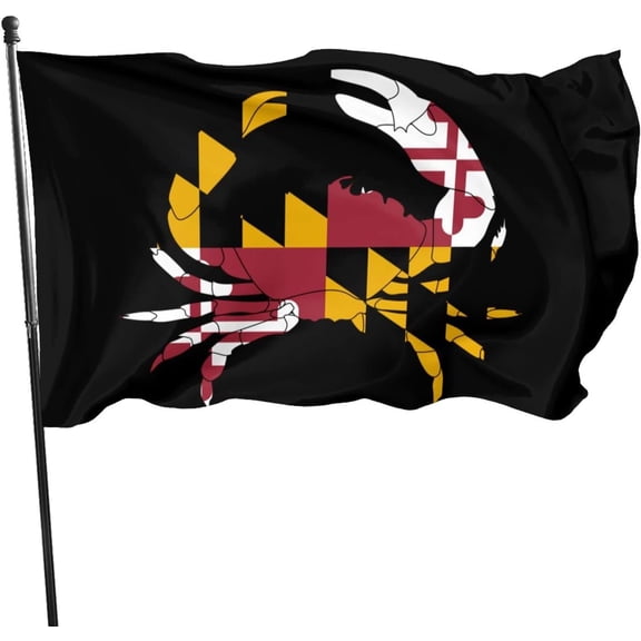 Maryland Chesapeake Bay Blue Crabs Flag 3x5 Ft With Two Brass Grommets, Double Stitched Vivid Color Anti Fading