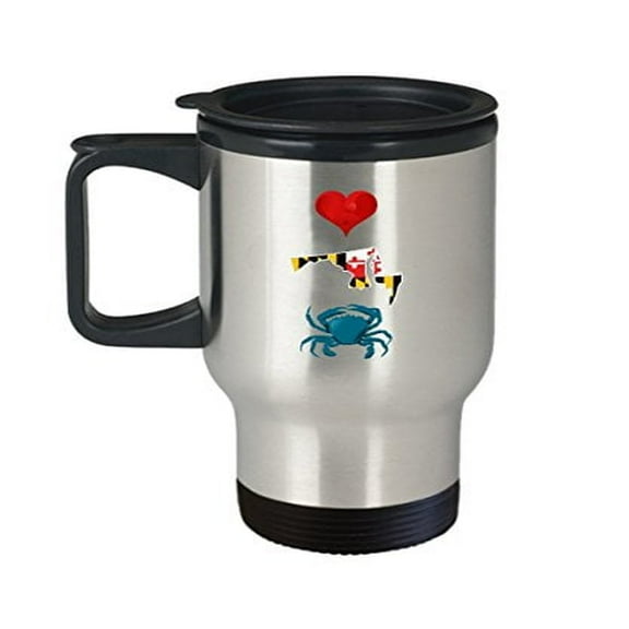 Maryland Coffee Travel Mug - Blue Crab Gifts - 14 Oz Stainless Steel Cup