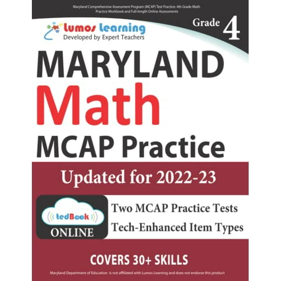 Pre-Owned Maryland Comprehensive Assessment Program (MCAP) Test Practice: 4th Grade Math Practice Workbook and Full-length Online Assessments: Maryland Test Study Guide Paperback