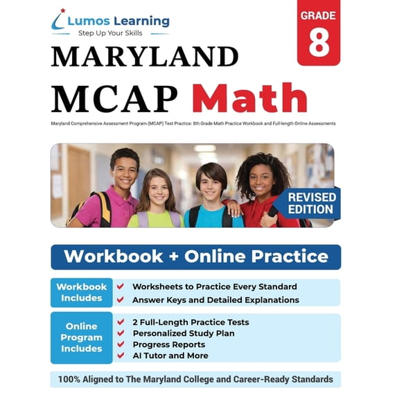 Maryland Comprehensive Assessment Program (MCAP) Test Practice: 8th Grade Math Practice Workbook and Full-length Online , (Paperback)