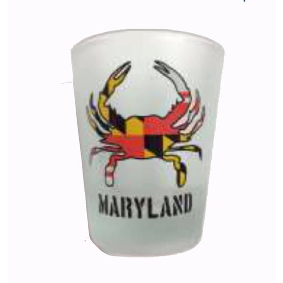 Maryland Crab Flag Frosted Shot Glass