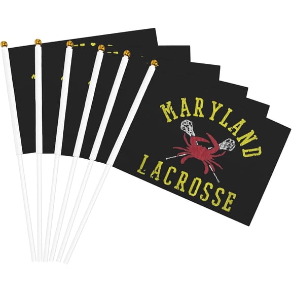 Maryland Crab Lacrosse Flag 5x8 In Outdoor Decoration Handheld Stick Flags Six Piece