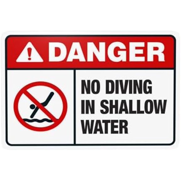 Maryland No Diving Shallow Water Sign, Complies With State Of Maryland Pool Code Warning Signs, Metal Sign, Use for Business Office Road Home Wall Decor 12 x 8 Inch