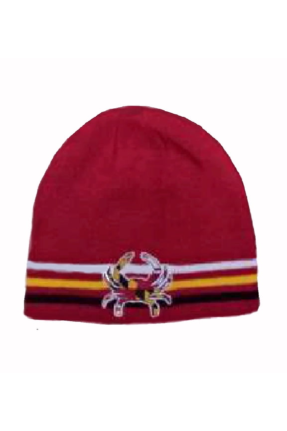 Maryland Embroidered Crab Red Beanie Cap Hat