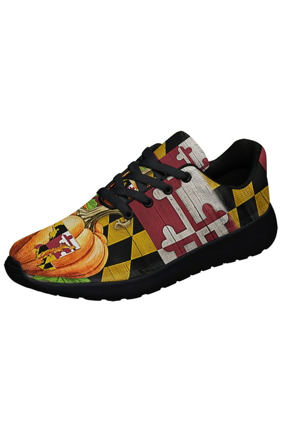 Maryland Fall Halloween Thanksgiving Pumpkin Shoes Sneakers for Women Men Black Size 11
