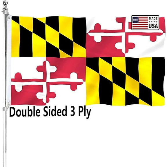 Maryland Flag 3x5 Double Sided Outdoor State Flags Heavy Duty 3 Ply with Durable Canvas Header and Brass Grommets Vivid Colors