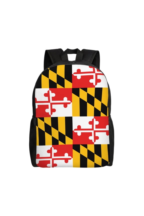 Maryland Flag Backpack Travel Bag For Men Women Lightweight Back Pack With Laptop Compartmen