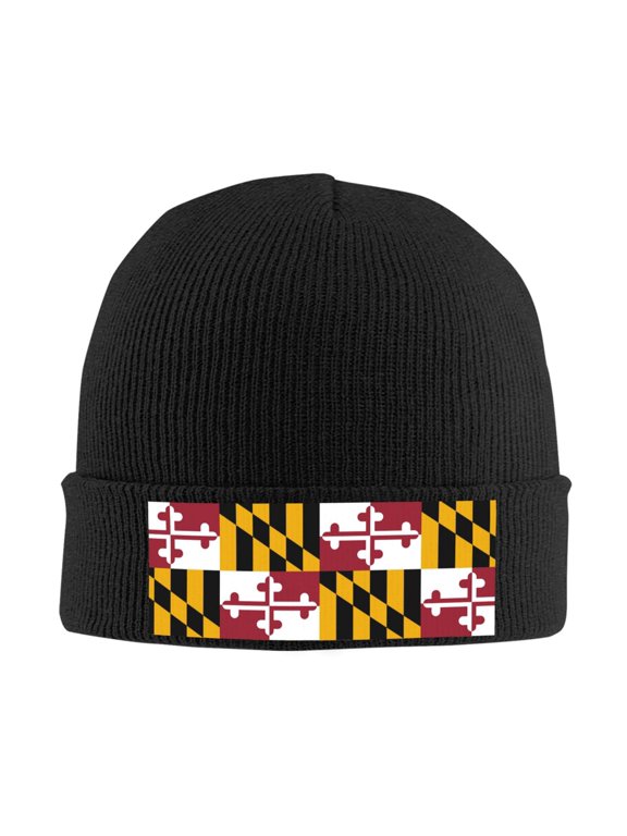 Maryland-Flag Beanie Hat Knit Hat Skull Cap for Men Women Winter Hat Black