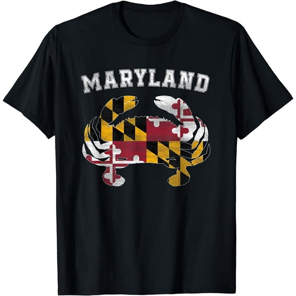 Maryland Flag Blue Crab T Shirt State Pride Retro Tee Shirt