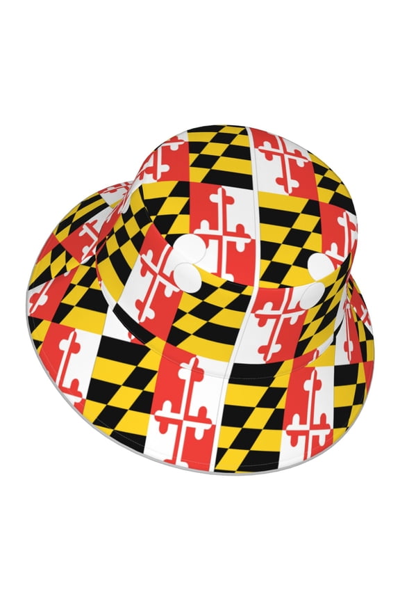 Maryland Flag Bucket Hat With Reflective Stripe Beach Sun Fishing Hat Reversible For Men Women