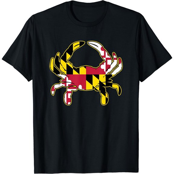 Maryland Flag Crab Design with MD Flag Colors Overlay T-Shirt
