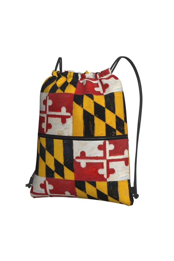 Maryland-Flag Drawstring Backpack Water Resistant String Bag Sports Sackpack Gym Sack For Men Women