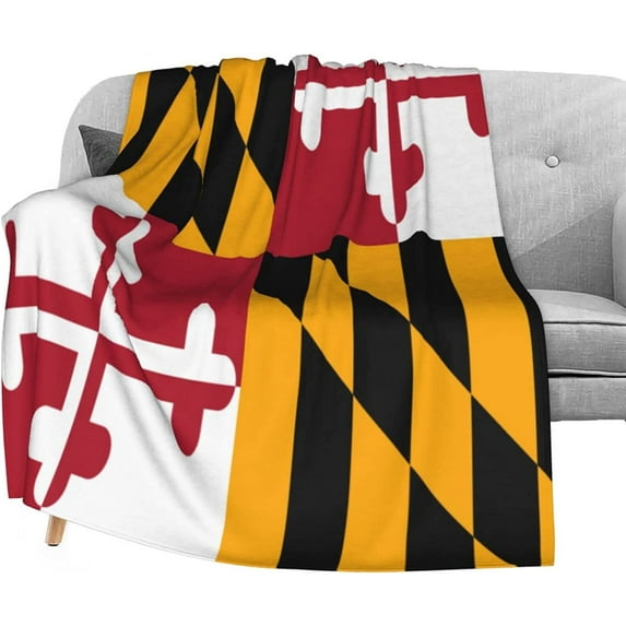 Maryland Flag Flannel Fleece Throw Blanket 50"x60", Living Room/Bedroom/Sofa Couch Warm Soft Bed Blanket for Girls Boys Adults All Season Ultra Soft