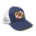 thumbnail image 1 of Maryland Flag Hat for Men and Women – The Free State Snapback Trucker Baseball Cap by International Tie (Navy/White), 1 of 5