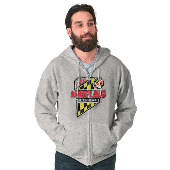 Maryland Flag MD Old Line State Unisex Fleece Graphic Zip Up Hoodie Brisco Brands 5X