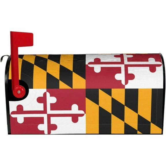 Maryland Flag Mailbox Cover Mailbox Wraps, Waterproof Mailbox Covers Magnetic Post Box Cover Standard Size 21"(L) X 18"(W) Garden Yard Outside Farmhouse Home Decor