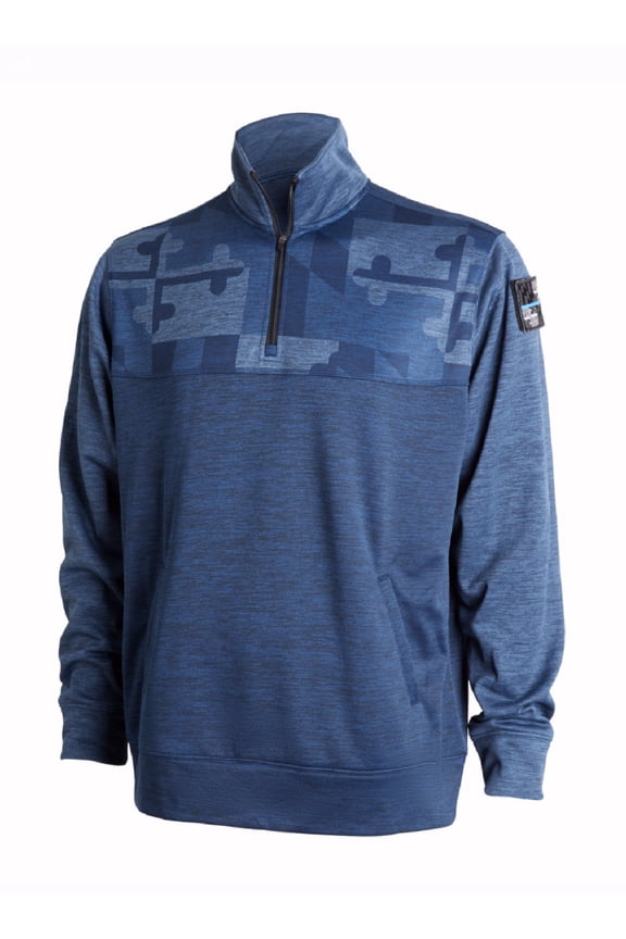Maryland Flag Tribute Quarter Zippered Pocketed Blue Pullover Jacket