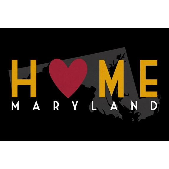 Maryland, Home with Heart (9x12 Wall Art Print, Home Decor)