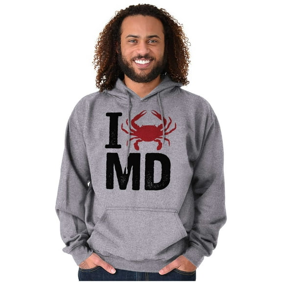 Maryland I Love MD Crabby State Pride Hoodie Sweatshirt Women Men Brisco Brands L