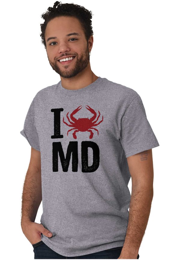 Maryland I Love MD Crabby State Pride Men's Graphic T Shirt Tees Brisco Brands S