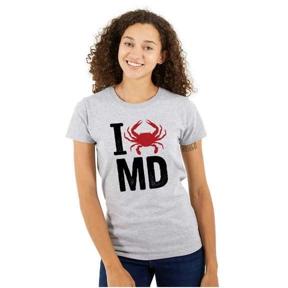 Maryland I Love MD Crabby State Pride Womens Fitted Plus Size Graphic Tee Brisco Brands 2X