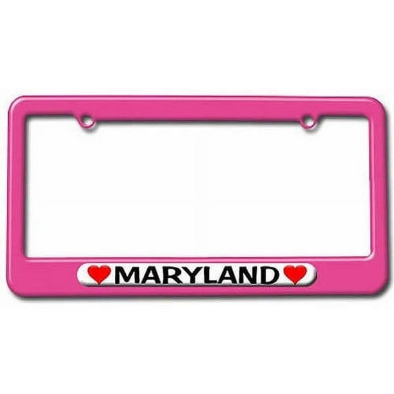 Maryland Love with Hearts License Plate Tag Frame, Multiple Colors