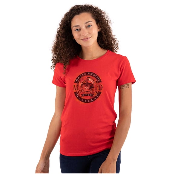 Maryland MD Crab Old Line State Pride Womens Fitted Plus Size Graphic Tee Brisco Brands 2X
