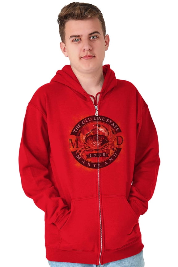 Maryland MD Crab Old Line State Pride Zip Up Hoodie Men's Women's Brisco Brands M