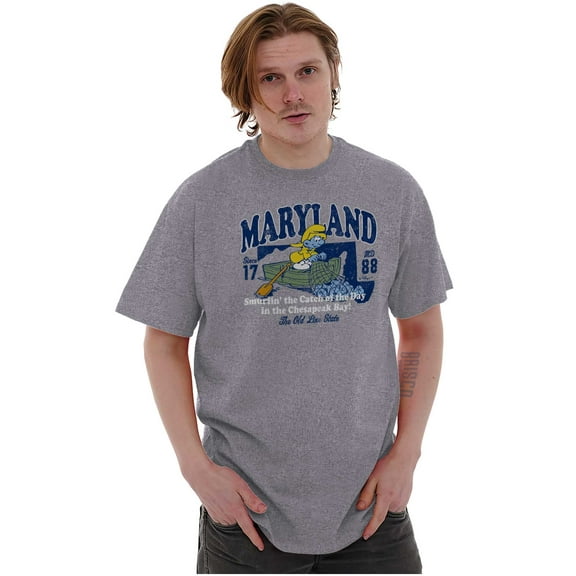 Maryland MD Fishing Chesapeake Smurfs Men's Graphic T Shirt Tees Brisco Brands 2X